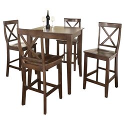 5 Piece Counter Height Dining Set in Vintage Mahogany I