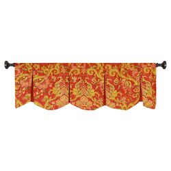 Archival Urn Curtain Valance in Red & Gold