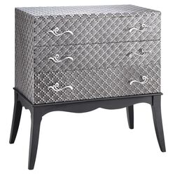 Painted Treasures 3 Drawer Accent Chest in Black & Silver