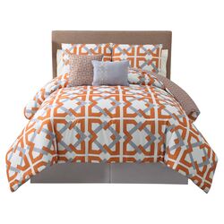 Trinity 5 Piece Reversible Comforter Set in Orange