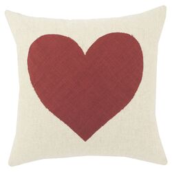 Circa Heart Pillow in Taupe & Red