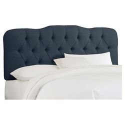 Tufted Arch Linen Upholstered Headboard in Navy