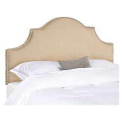 Hallmar Arched Upholstered Headboard with Silver Nailheads Hemp