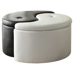 Ying Yang Tufted Storage Ottoman in Black & White (Set of 2)