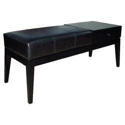 Classic Upholstered Storage Bench in Dark Brown