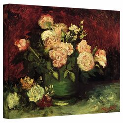 Roses and Peonies Canvas Wall Art by Van Gogh