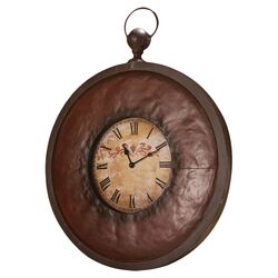 Everyday Retro Metal Wall Clock in Antique Red