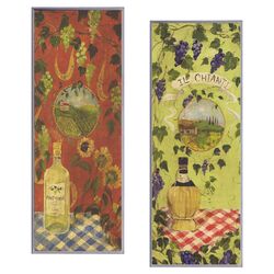 Bottles of Chianti and Pinot Grigio Wall Plaque in Red & Green (Set of 2)