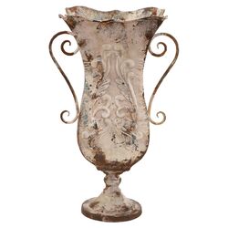 Old World Distressed Vase in Rustic White