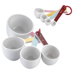 8 Piece Melamine Measuring Cups & Spoon Set in White