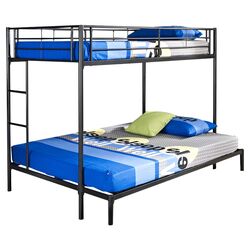 Metal Twin Over Double Bunk Bed in Black