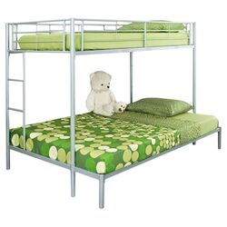 Metal Twin Over Double Bunk Bed in Silver