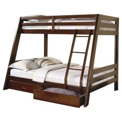 Mullin Twin Over Full Bunk Bed with Storage in Cappuccino