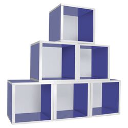 Eco-Friendly Modular Storage Cubes in Blue (Set of 6)