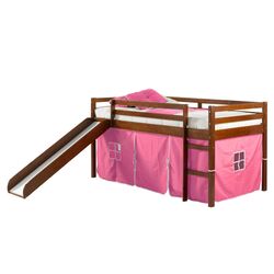 Alexander Twin Loft Bed with Pink Tent in Light Espresso