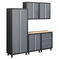 Bold Series 6 Piece Cabinet Set in Gray & Black