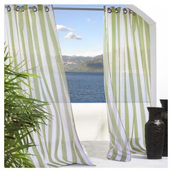 Outdoor Escape Grommet Top Stripe Curtain Panel in Green