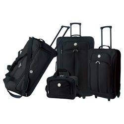 Euro Value II Deluxe 4 Piece Luggage Set in Black