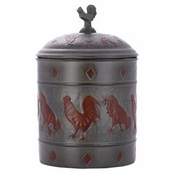 Rooster Fresh Seal Cover Cookie Jar in Gray & Brown