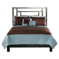 Barclay 3 Piece King Quilt Set in Aqua & Chocolate