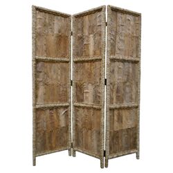 Coconut Fabric 3 Panel Room Divider in Brown