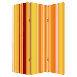 Striped 3 Panel Room Divider in Deep Saffron