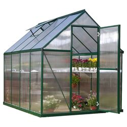 Nature Twin Wall Polycarbonate Greenhouse in Green