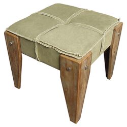 Rustic Elegance Upholstered Ottoman in Sage