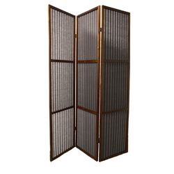 Rattan 3 Panel Room Divider in Walnut