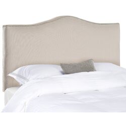 Jeneve Upholstered Headboard with Brass Nailheads in Taupe