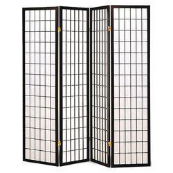 Quincy Japanese Style 4 Panel Room Divider in Black