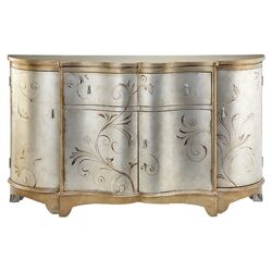 Hand Painted Credenza in Silver & Gold