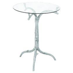 Round Glass End Table in Silver