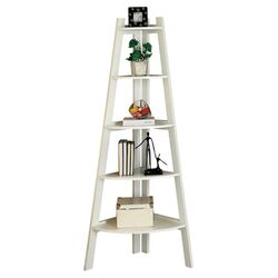 Kala Corner Ladder Bookcase in White