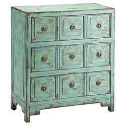 Hand Painted 3 Drawer Apothecary Chest in Vintage Green