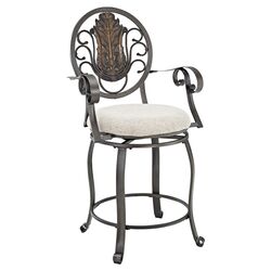 Big and Tall Scroll Medallion Back Barstool in Bronze