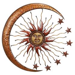 Urban Trends Metal Sun & Moon Wall Décor in Red