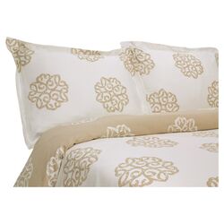 Milena Reversible Duvet Set in Taupe & Ivory