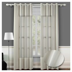 Reign Jacquard Grommet Curtain Panel in Beige (Set of 2)