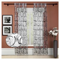 Evelyn Grommet Curtain Panel in White & Silver (Set of 2)