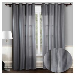 Reign Jacquard Grommet Curtain Panel in Silver (Set of 2)