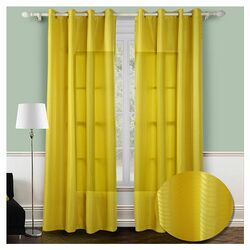 Reign Jacquard Grommet Curtain Panel in Yellow (Set of 2)