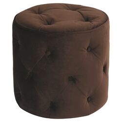Curves Fabric Pouf Ottoman in Chocolate