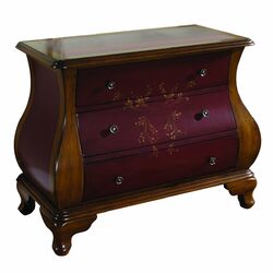 Artistic Expressions 3 Drawer Chest in Red & Brown