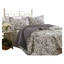 Amberley Quilt Set in Ivory & Gray