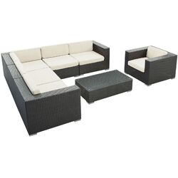 Corona 7 Piece Seating Group in Espresso with Turquoise Cushions