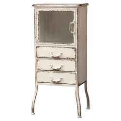 Metal Accent Cabinet in Distressed White
