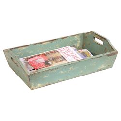 Painted Wood Tray in Distressed Green