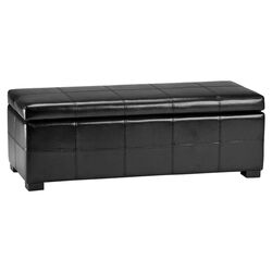 Madison Leather Storage Bench in Black