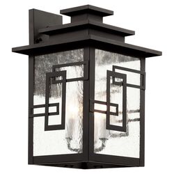 Geo Tempo 3 Light Outdoor Wall Lantern in Weathered Bronze